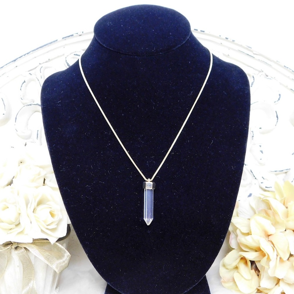 Crystal Pendant Gold Tone Snake Chain Necklace